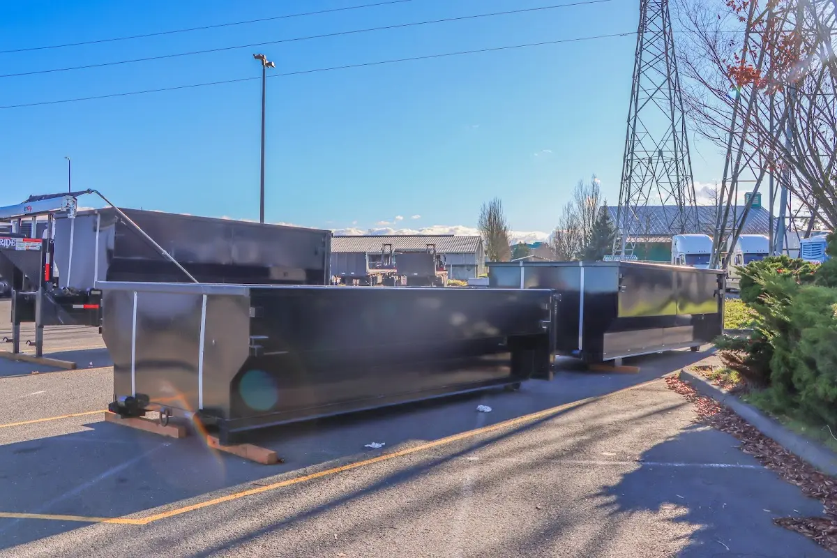 Roll-off dumpster ready for waste disposal at job site for Construction Dumpster Rental in Wagoner